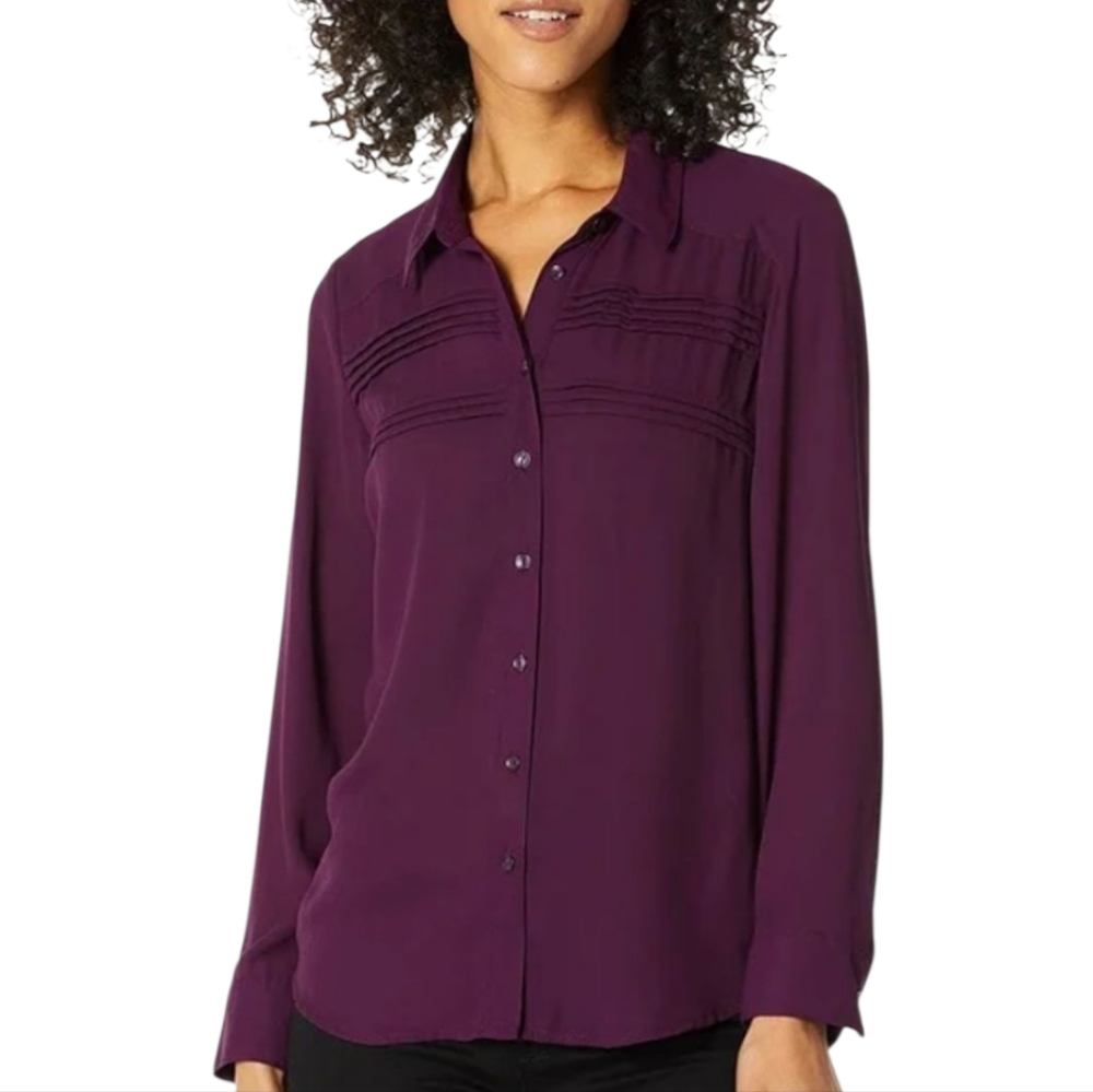 Nanette Lepore Mulvberry Gypsy Rose Women's Purple Button-Up Blouse Plus Size 2X